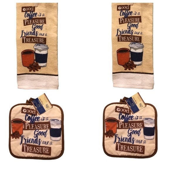 NWT Home Collection Kitchen Set Good Coffee Pleasure Good Friends are aTreasure - Picture 1 of 5